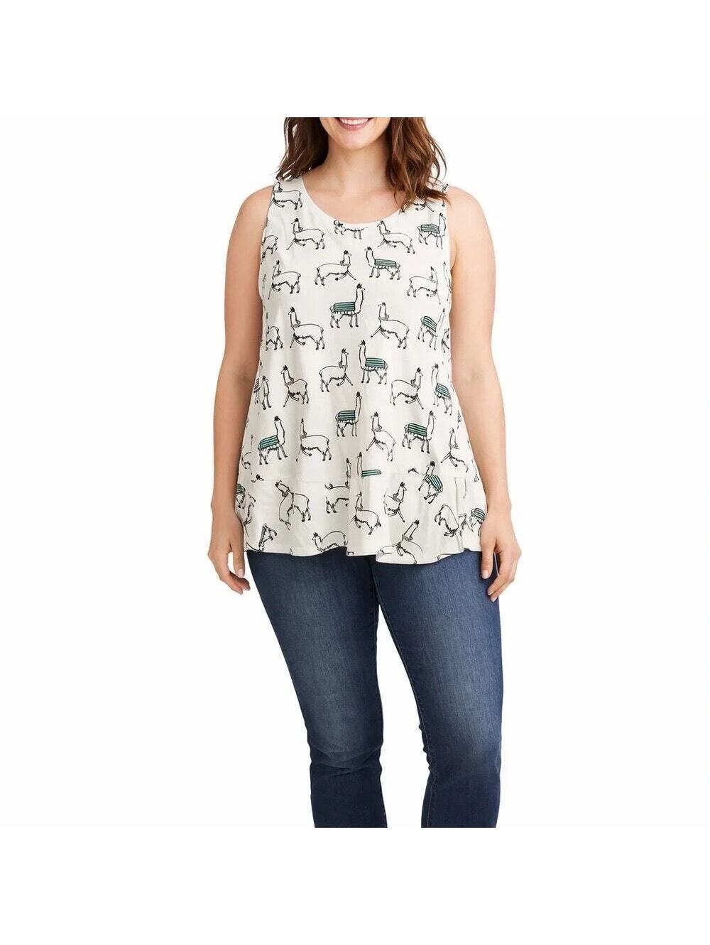 Ann Taylor Factory EUC Women's Llama Print Peplum Sleeveless Top Size L